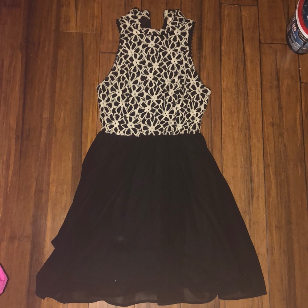 Black and cream flowered dress